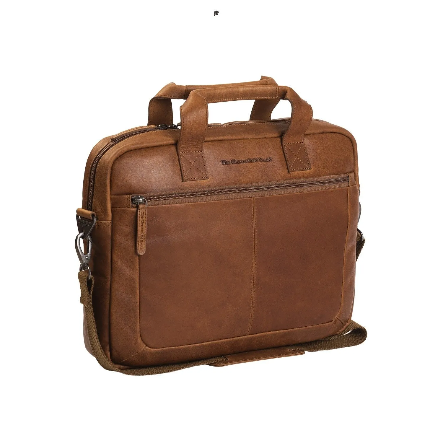 Leather Laptop Bag Cognac Calvi