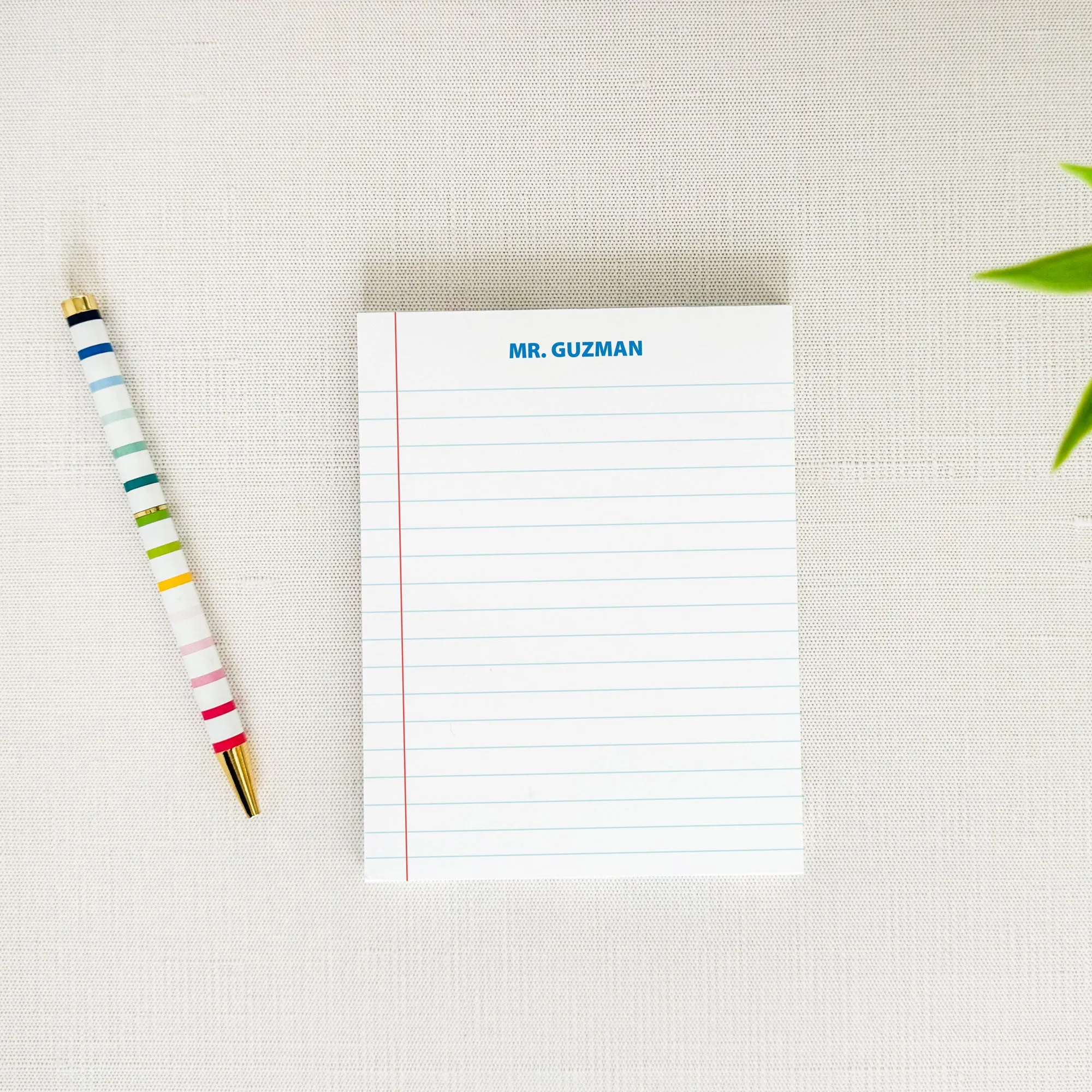 Lined Paper Personalized Notepad for Teachers