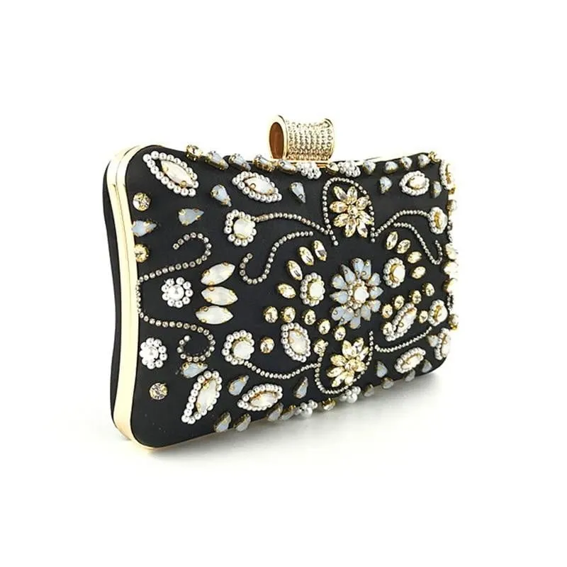 Luxy Moon Beaded Evening Bag for Wedding Rhinestone Crystal Clutches