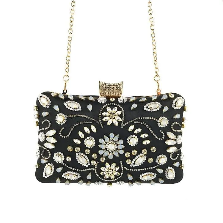 Luxy Moon Beaded Evening Bag for Wedding Rhinestone Crystal Clutches