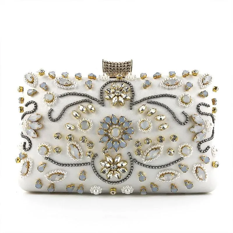 Luxy Moon Beaded Evening Bag for Wedding Rhinestone Crystal Clutches