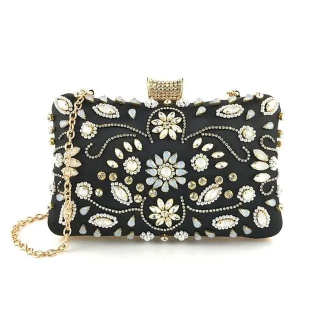 Luxy Moon Beaded Evening Bag for Wedding Rhinestone Crystal Clutches