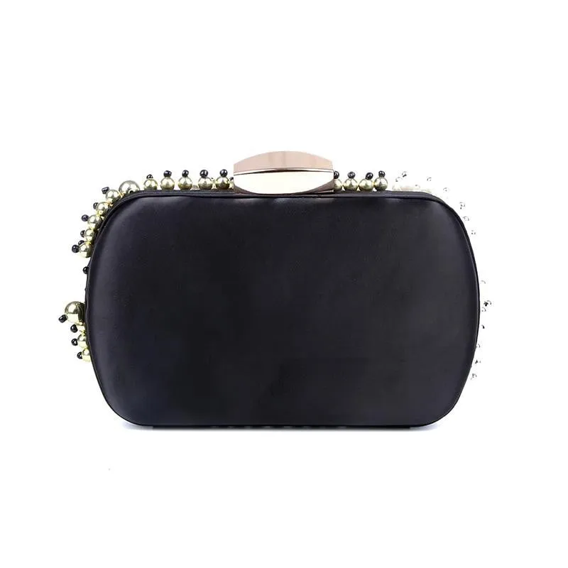 Luxy Moon Black Evening Bag Beaded Diamond Clutch