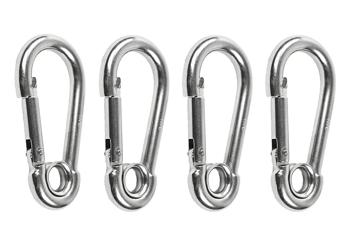 Marine City 316 Stainless-Steel 2-3/4” Carabiners/Clip Snap Hook with Ring for Climbing, Fishing, Hiking (4pcs)