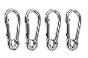 Marine City 316 Stainless-Steel 2-3/4” Carabiners/Clip Snap Hook with Ring for Climbing, Fishing, Hiking (4pcs)