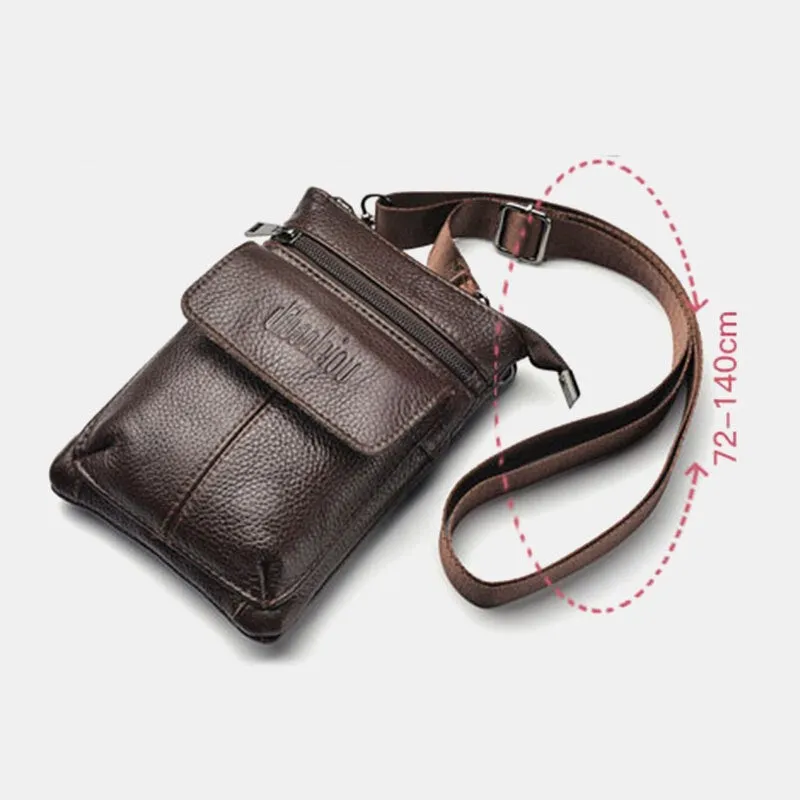 Men Large Capacity Soft Leather Waist Bag Detachable Shoulder Strap Wear-resistant Belt Bag Crossbody Bags Shoulder Bag