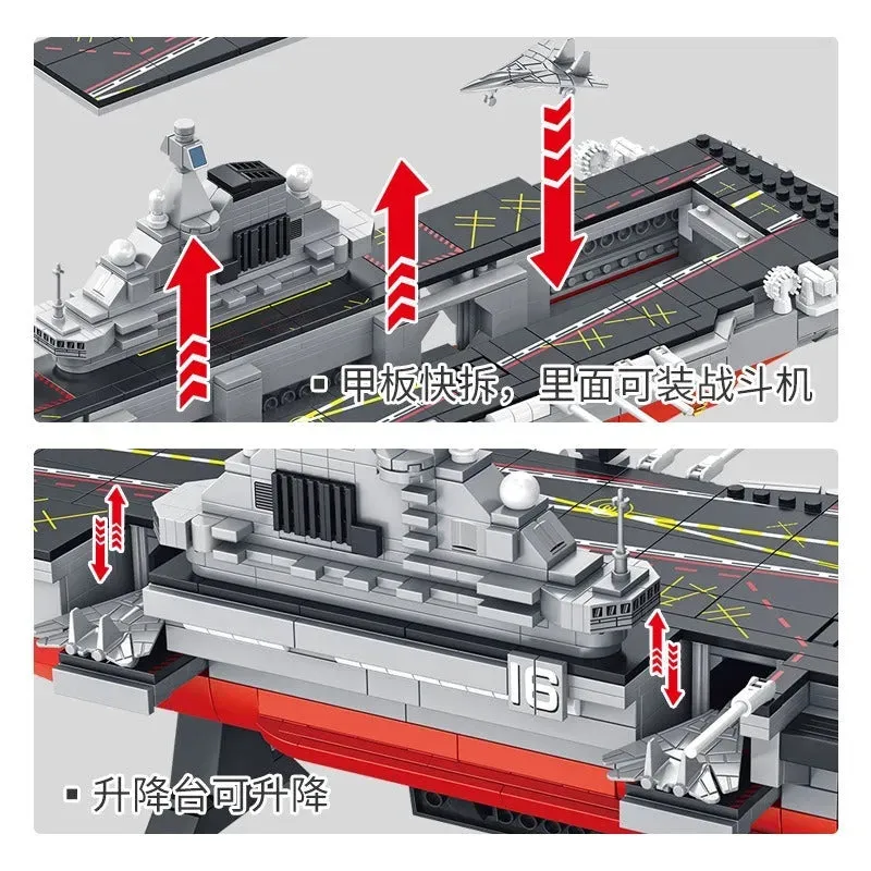 Military Liaoning Navy Aircraft Carrier War Ship Bricks Toy