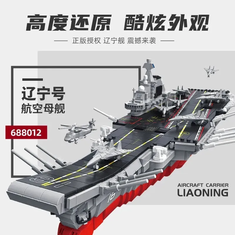 Military Liaoning Navy Aircraft Carrier War Ship Bricks Toy