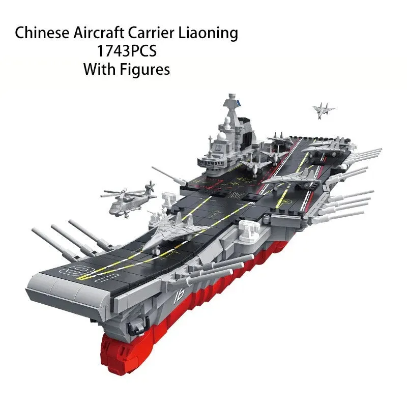 Military Liaoning Navy Aircraft Carrier War Ship Bricks Toy