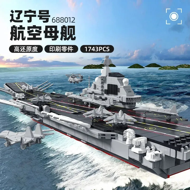 Military Liaoning Navy Aircraft Carrier War Ship Bricks Toy