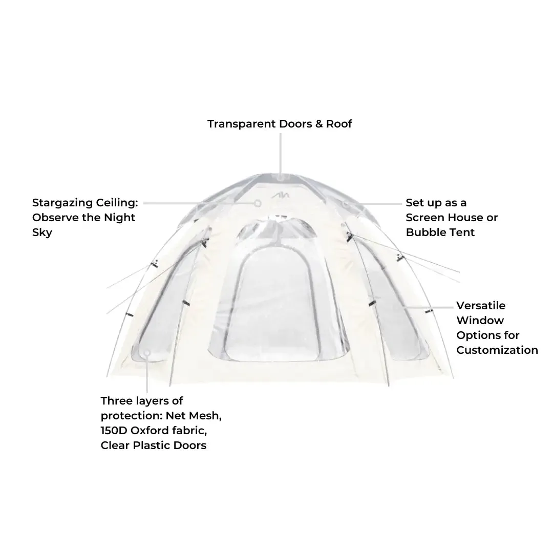 Nucleus Dome Tent 4-6P with 6 Clear Windows   Clear Dome