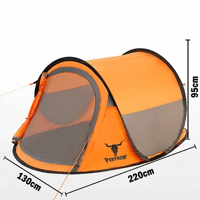 One Touch Easy Set Up Pop Up Instant 2 Person Tent UV Protect Antomatic - orange