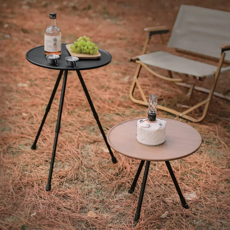 Outdoor Aluminum Alloy Folding Small Round Table Portable Liftable Camping Table, Color: Wood Color