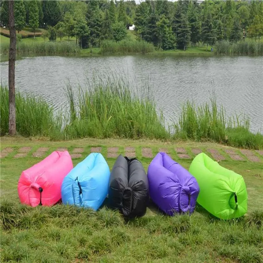 Outdoor and Indoor Inflatable Lounger Nylon Fabric Beach Lounger Convenient Compression Air Bag Hangout Bean Bag Portable Dream Chair