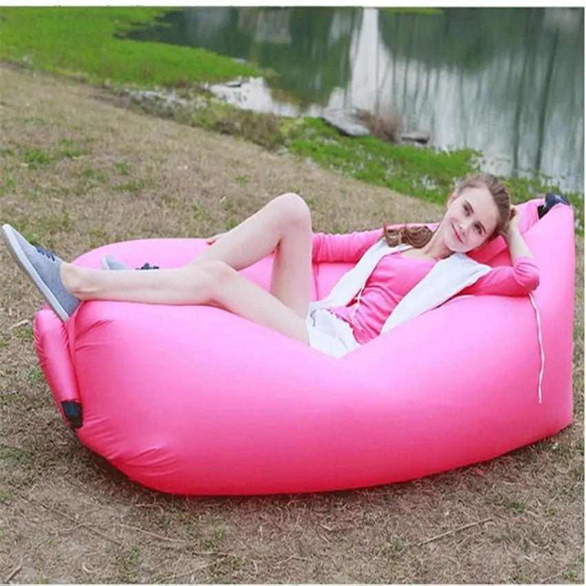 Outdoor and Indoor Inflatable Lounger Nylon Fabric Beach Lounger Convenient Compression Air Bag Hangout Bean Bag Portable Dream Chair