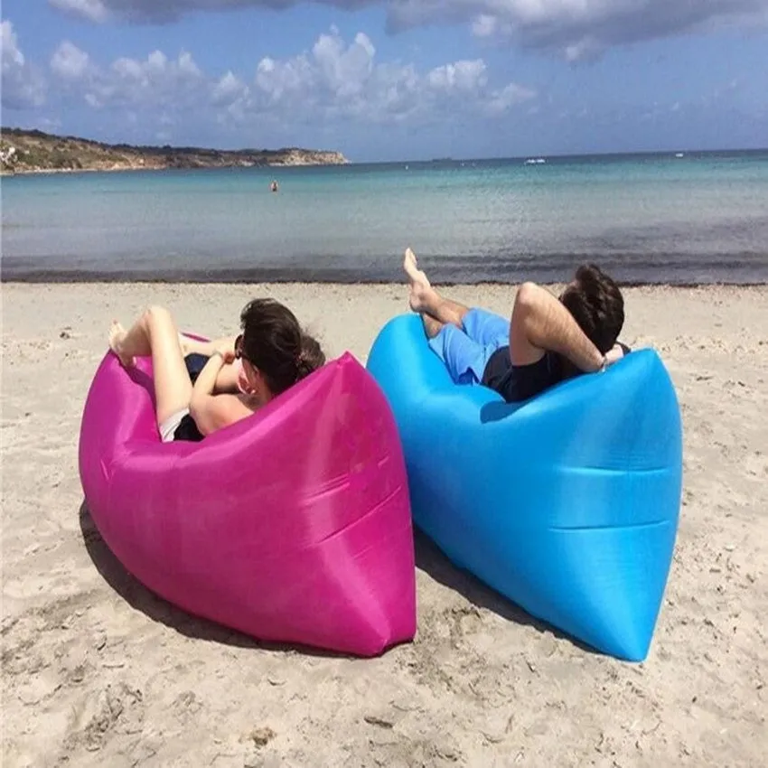 Outdoor and Indoor Inflatable Lounger Nylon Fabric Beach Lounger Convenient Compression Air Bag Hangout Bean Bag Portable Dream Chair