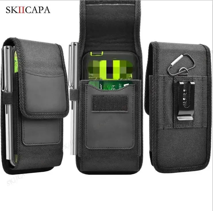 Oxford Cloth Leather Waist Pouch for Samsung S24 Ultra Plus with Belt Clip - Holster Bag for Galaxy A15, A05S, A05, A25