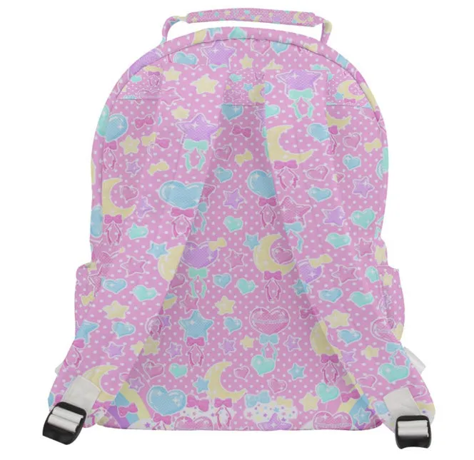 Pastel Party pink rounded multi pocket backpack [made to order]