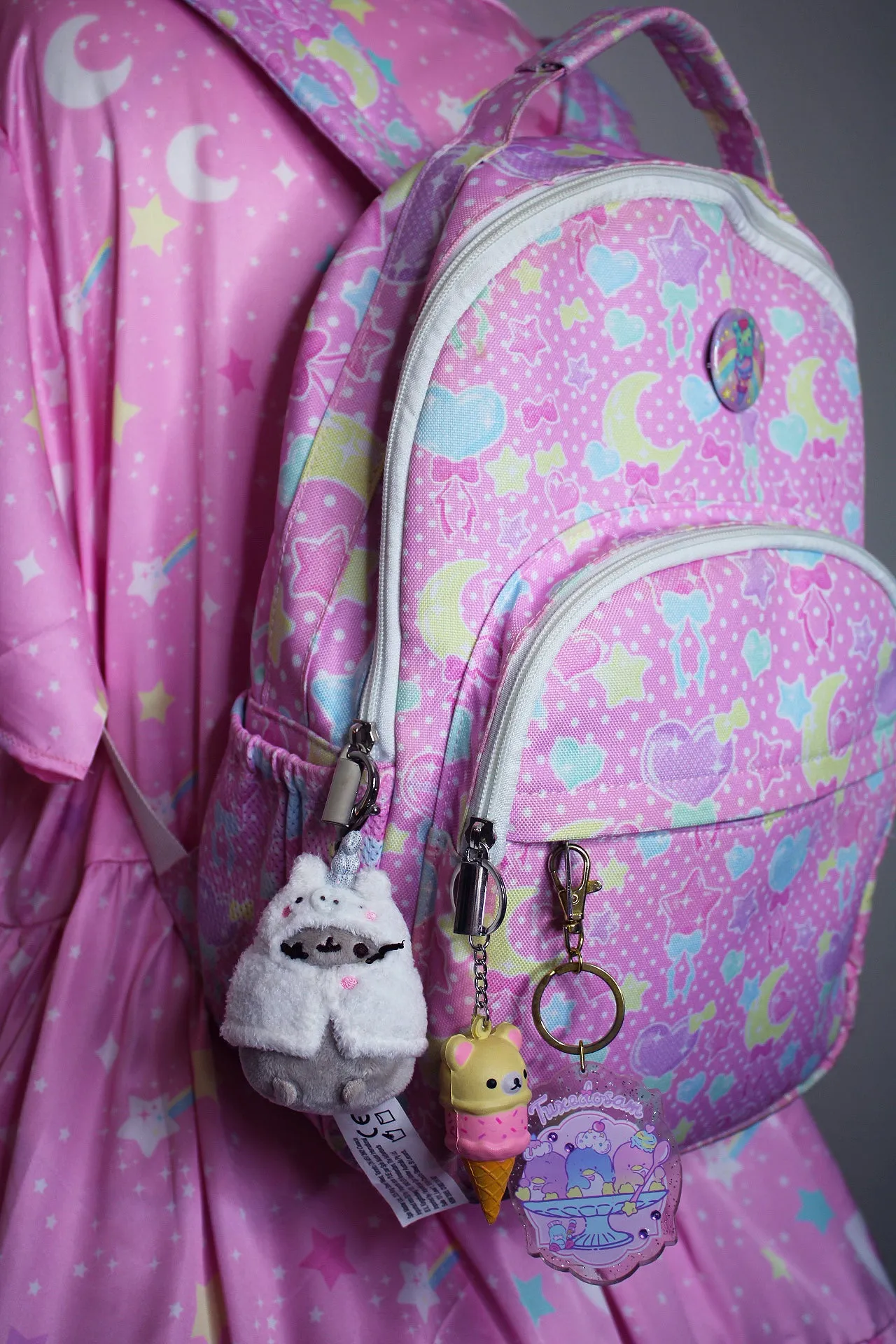 Pastel Party pink rounded multi pocket backpack [made to order]