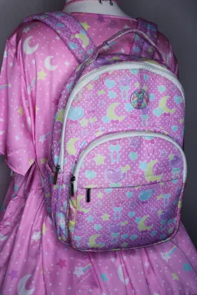 Pastel Party pink rounded multi pocket backpack [made to order]