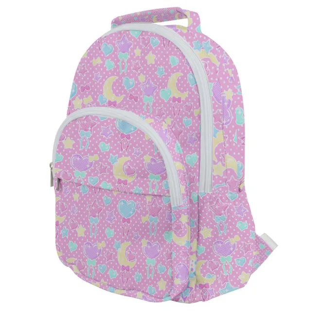 Pastel Party pink rounded multi pocket backpack [made to order]