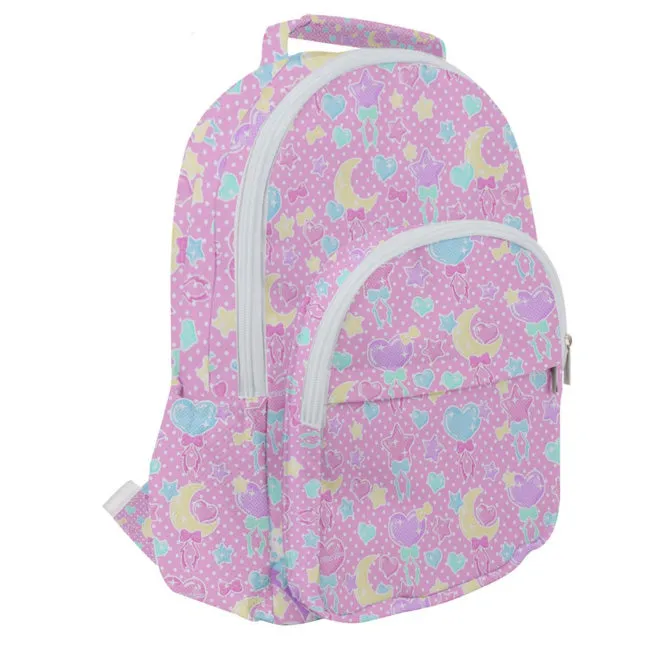 Pastel Party pink rounded multi pocket backpack [made to order]