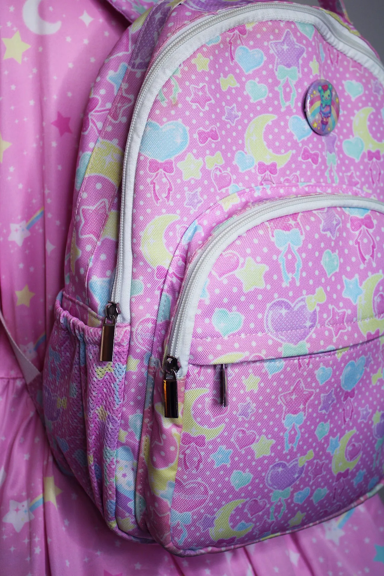 Pastel Party pink rounded multi pocket backpack [made to order]