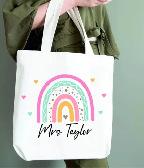 Personalised Teacher Rainbow Tote Bag | Thank You Teacher Gift