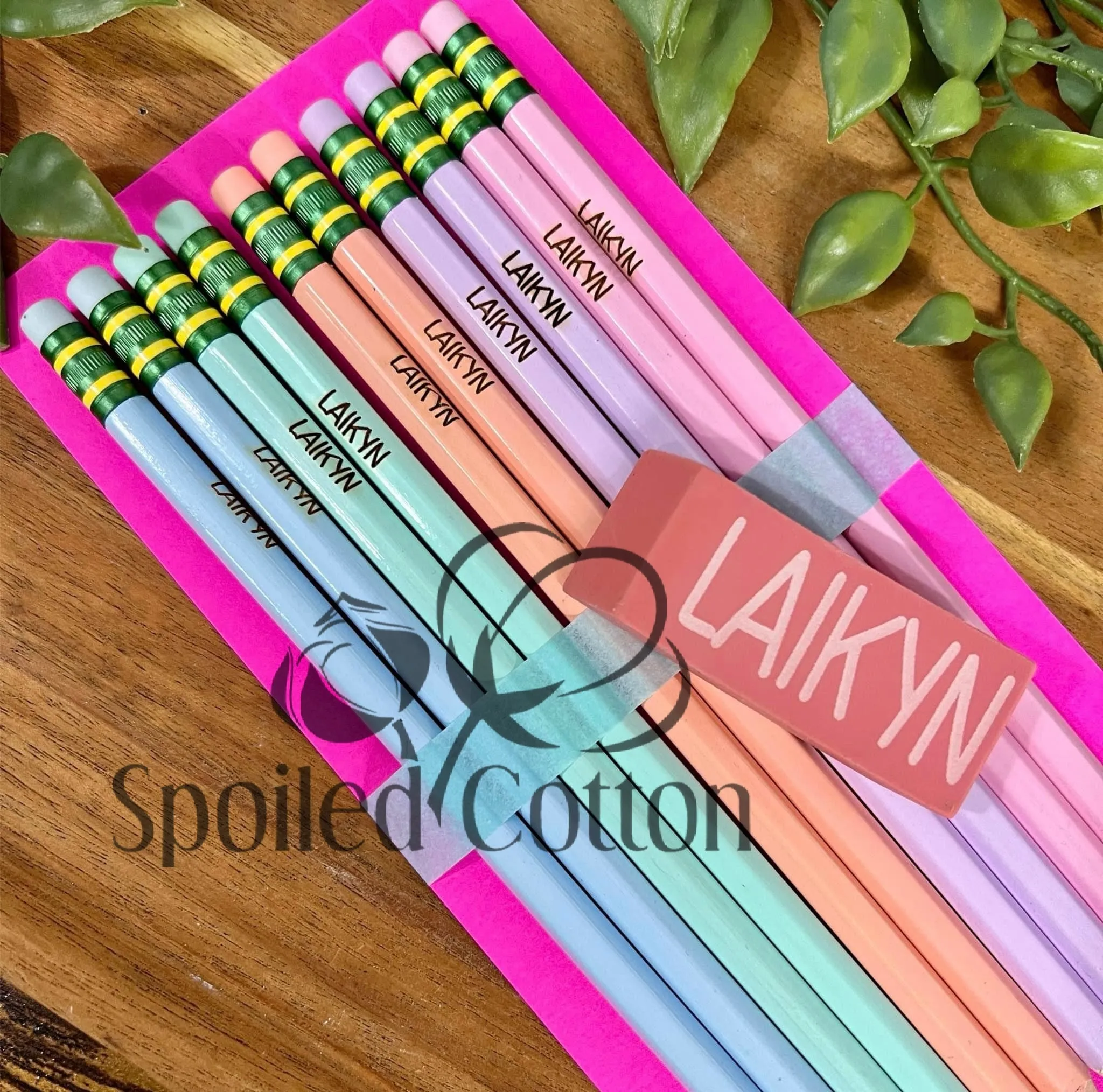 Personalized Pencils, Erasers, and Pencil Bag