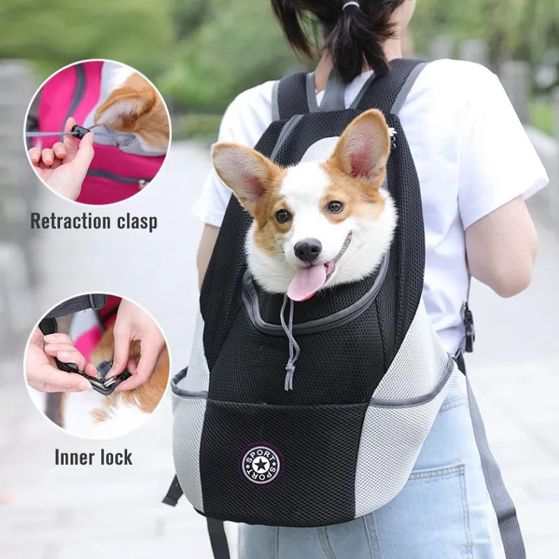 Pet Dog Carrier - Portable Backpack Carrier for Dogs, Double Shoulder Outdoor Travel Bag with Mesh