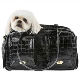 Petote Marlee Dog Carrier - Black Faux Croco