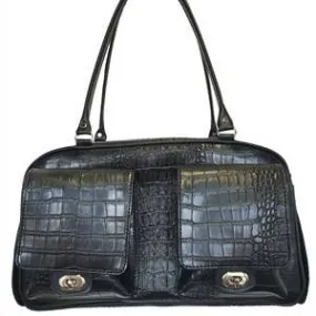 Petote Marlee Dog Carrier - Black Faux Croco