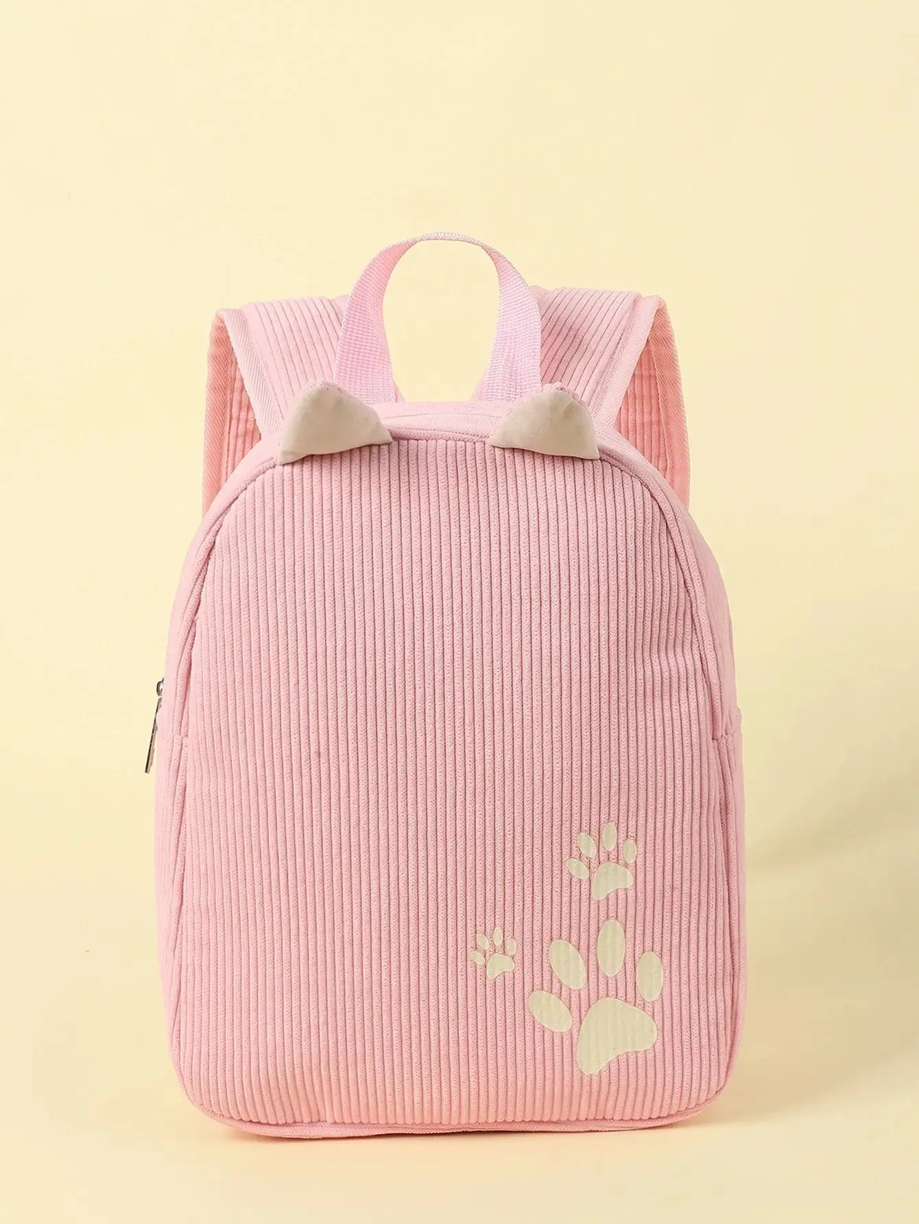 Pink Corduroy Cat Kids Backpack