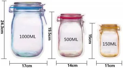 Plastics Transparent Jar Shaped Stand-up Pouch With Zipper