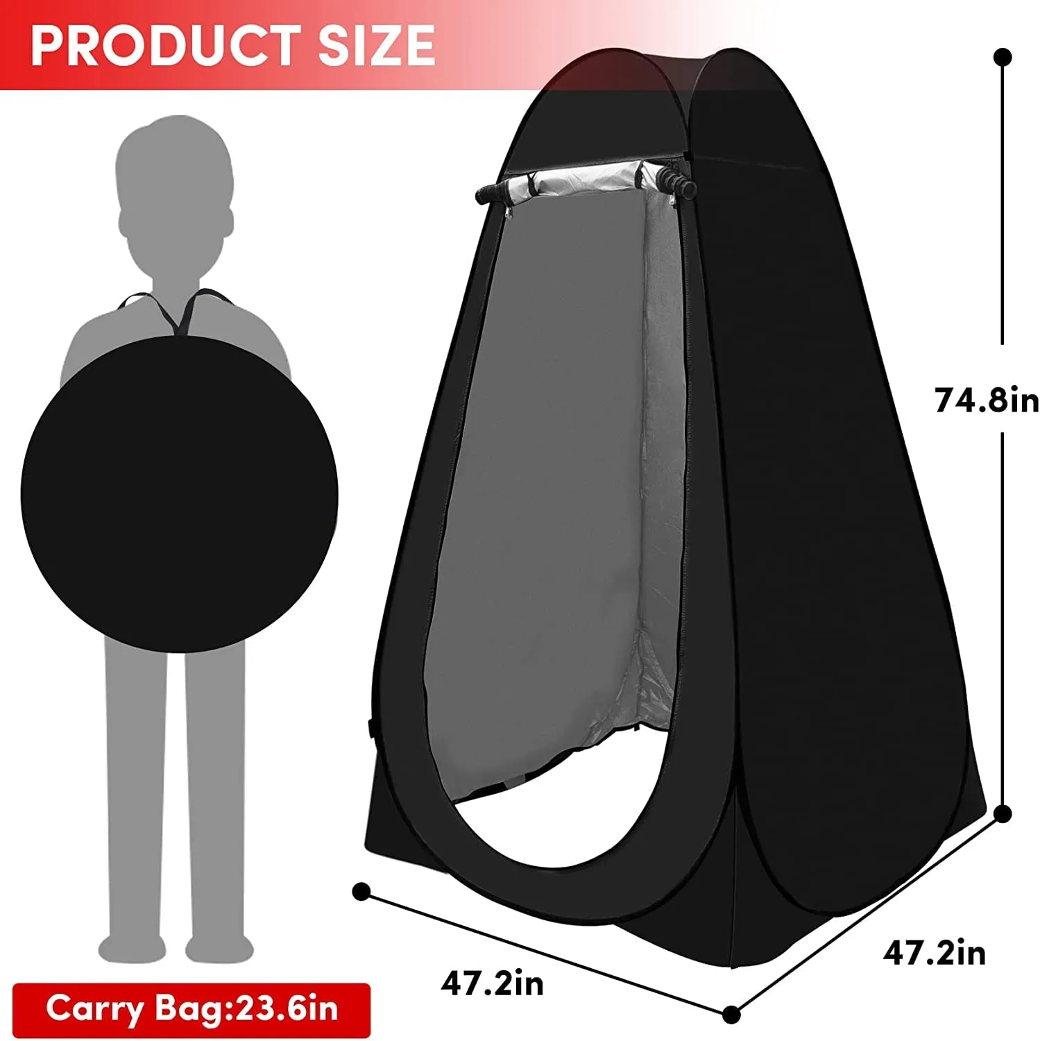 Pop Up Privacy Tent | Shower Tent | Portable Outdoor Camping Bathroom Toilet Tent | Changing Tent | Privacy Shelters Room for Hiking and Beach | Colour: Green