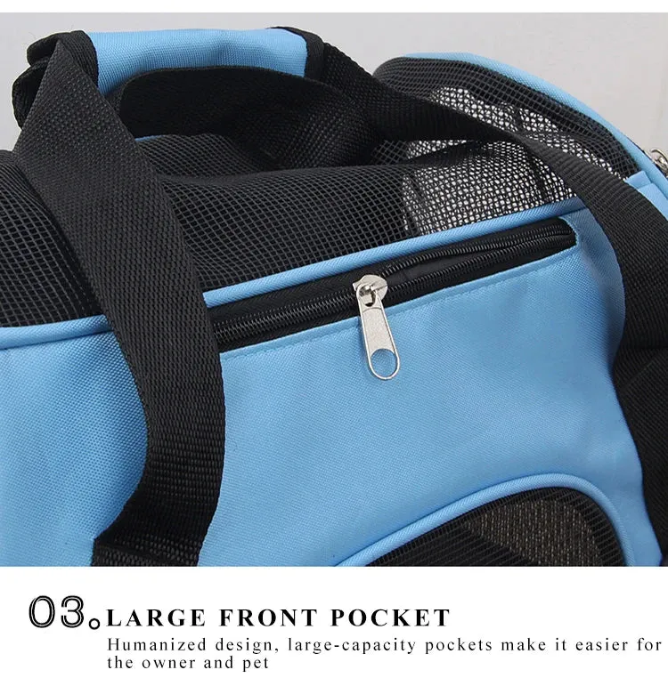 Portable Pet Carrier Bag - Foldable Mesh Travel Bag for Cats & Small Dogs