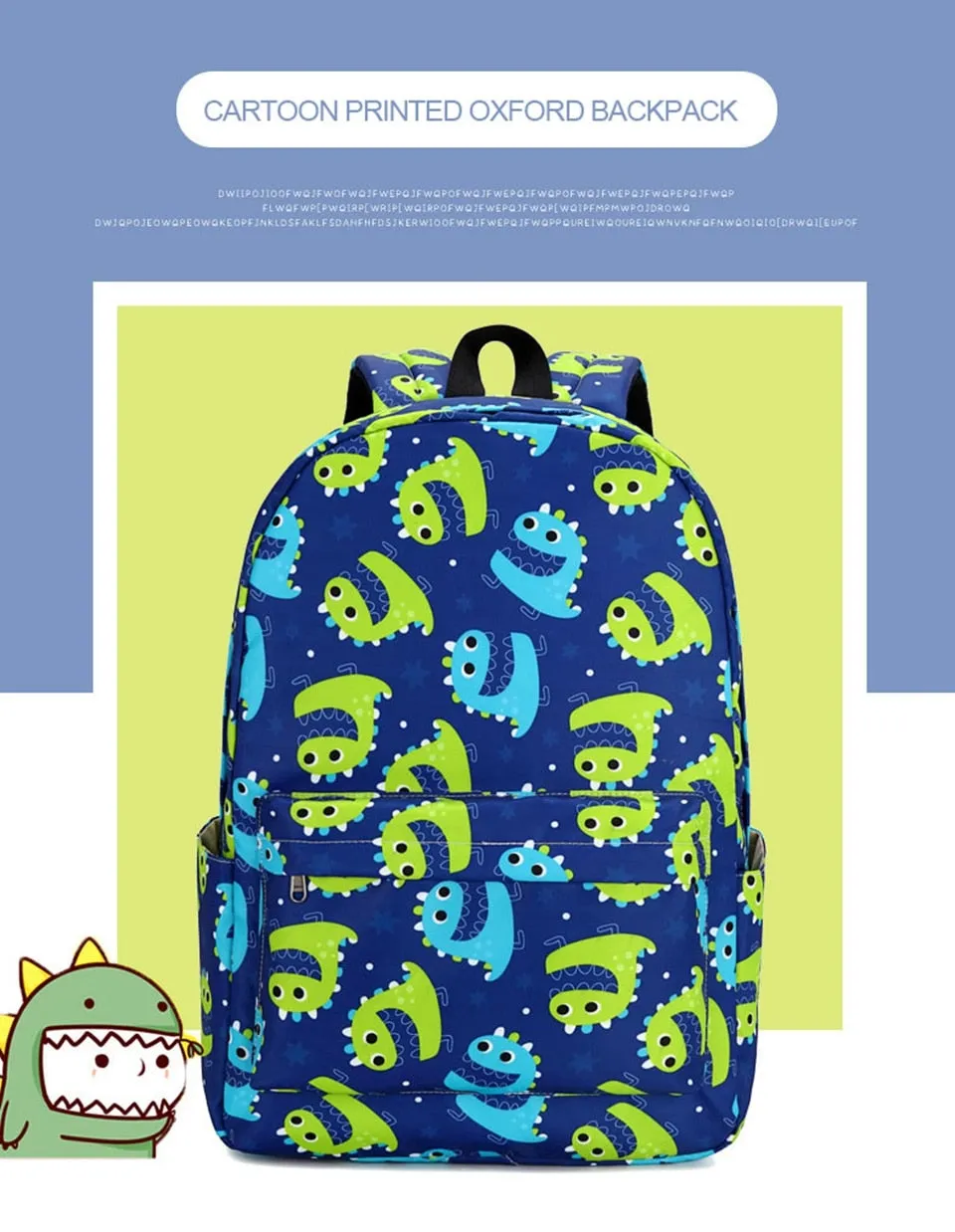 Pretty in Jurassic Dinosaur Water Resistant Backpack Set Bag 3 Options