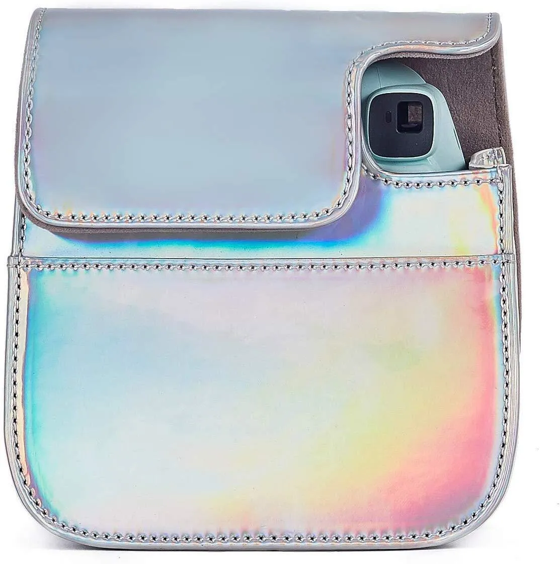 Protective case compatible with Instax Mini 9 Mini 8 Mini 8 PU leather bag (magic silver)