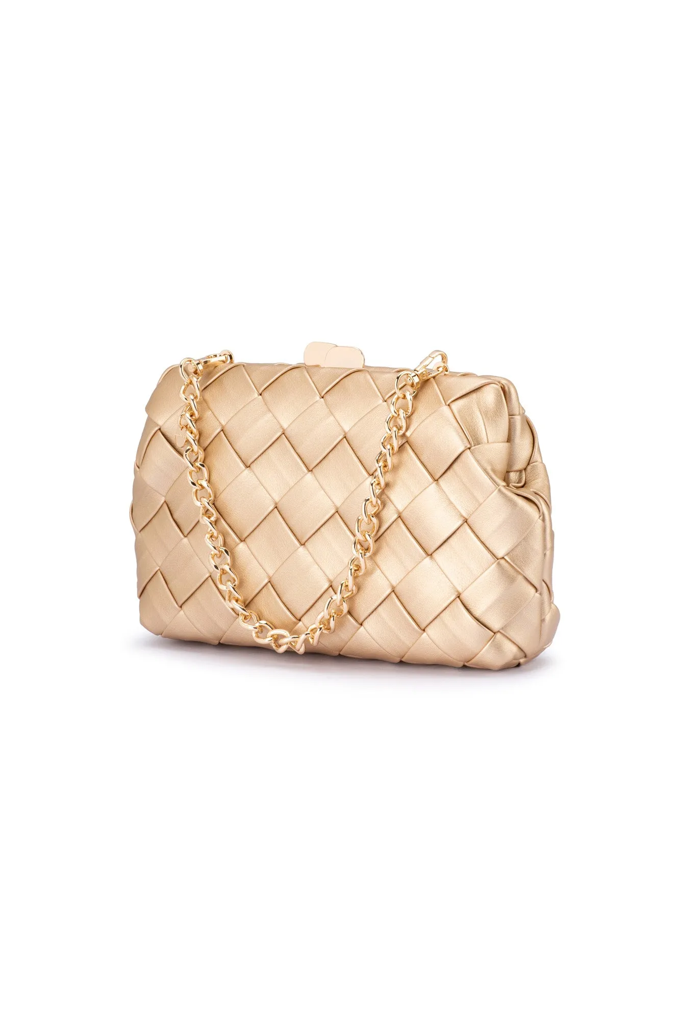 Quinn Gold Woven Clutch