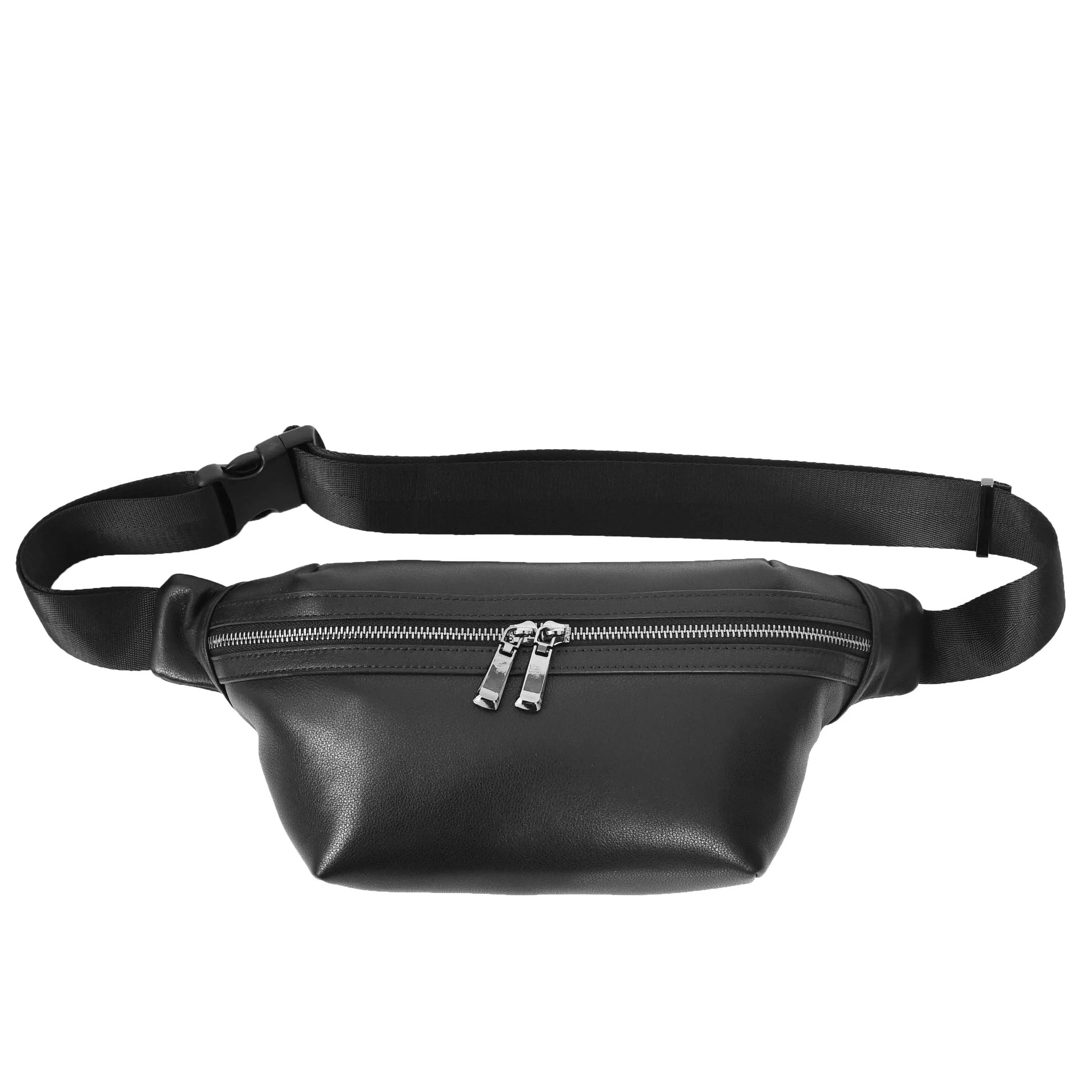 Real Leather Waist Pack Mobile Money Belt Bum Bag Travel Pouch AY27 Black