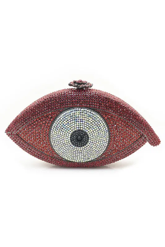 Red Rhinestone Evening Clutch Bag