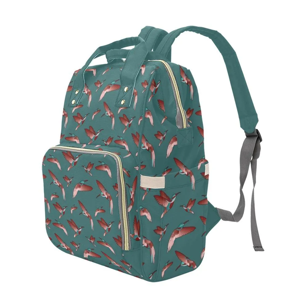 Red Swift Turquoise Multi-Function Diaper Backpack/Diaper Bag