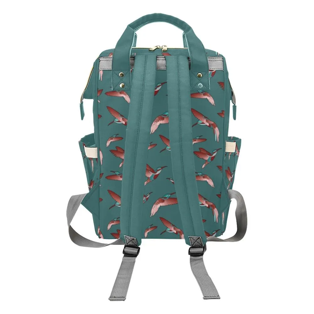 Red Swift Turquoise Multi-Function Diaper Backpack/Diaper Bag