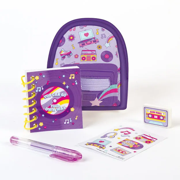 Retro Mini Backpack with Stationery