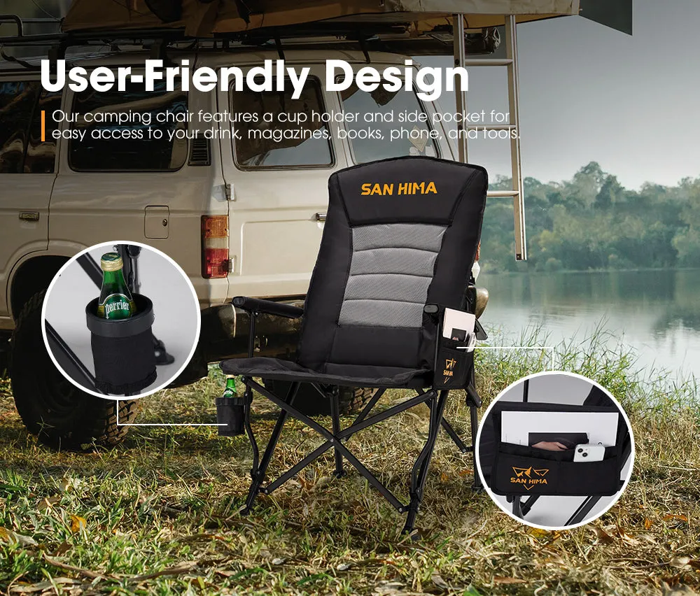 San Hima Luxury Folding Camping Chair Outdoor Portable Thick Padding With Storage Bag