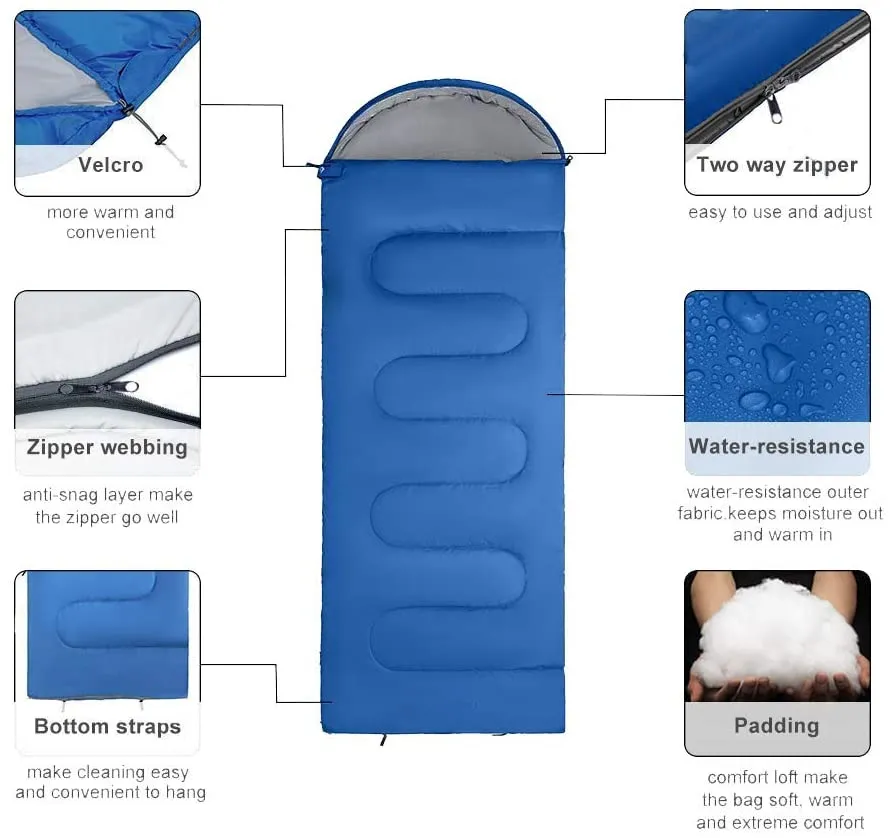 Single Outdoor Camping Compact Winter Envelope Shaped Sleeping Bag