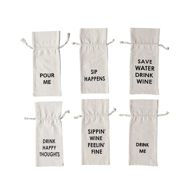 Sippin Wine Feelin Fine Cotton Wine Bag