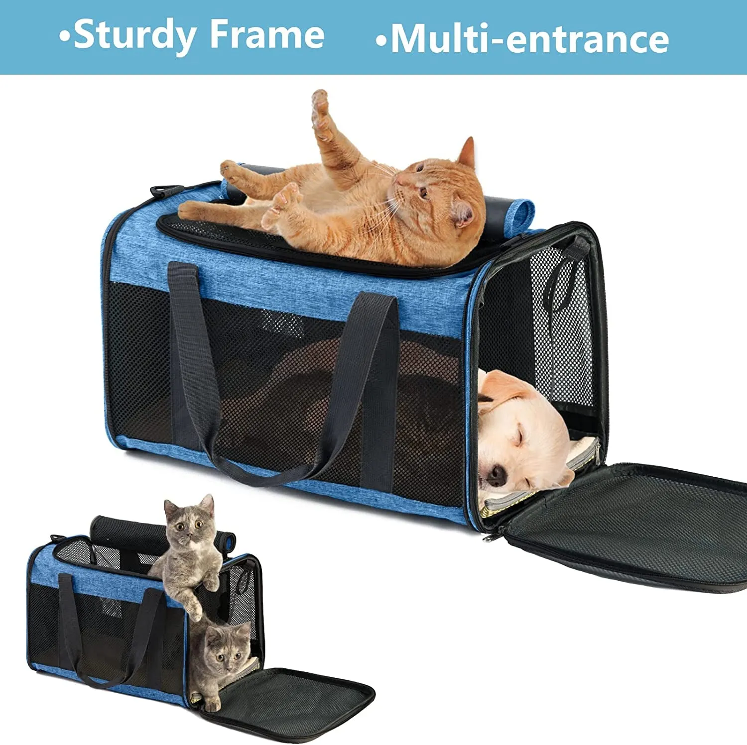 Soft Sided Breathable Mesh Pet Travel Carrier