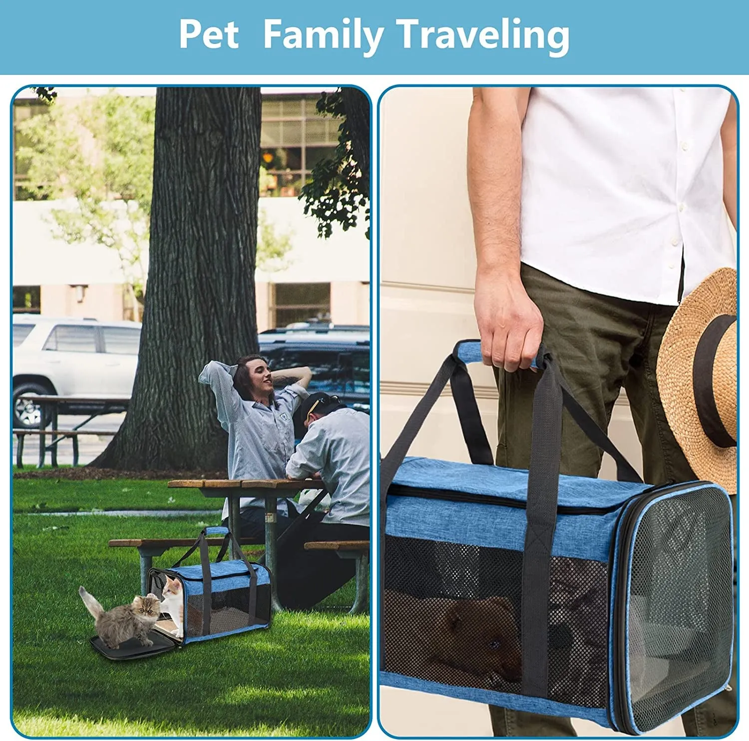 Soft Sided Breathable Mesh Pet Travel Carrier