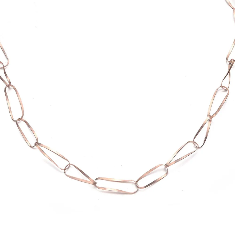 Sterling Silver Brushed Rhodium Plated Link Necklace